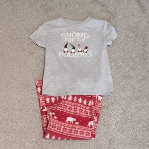 Gray Holiday Gnome Pajama Set